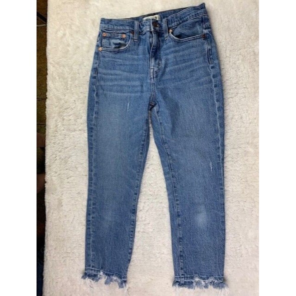 Madewell size 26 Womens Jeans The High Rise Slim Crop Boy Jean Distress Raw Hem